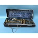 A cased trumpet, by Huttl