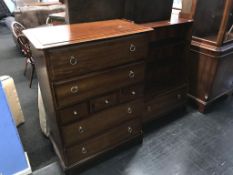 Stag chest of drawers and an open bookcase