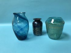 Three piece of Sunderland art glass