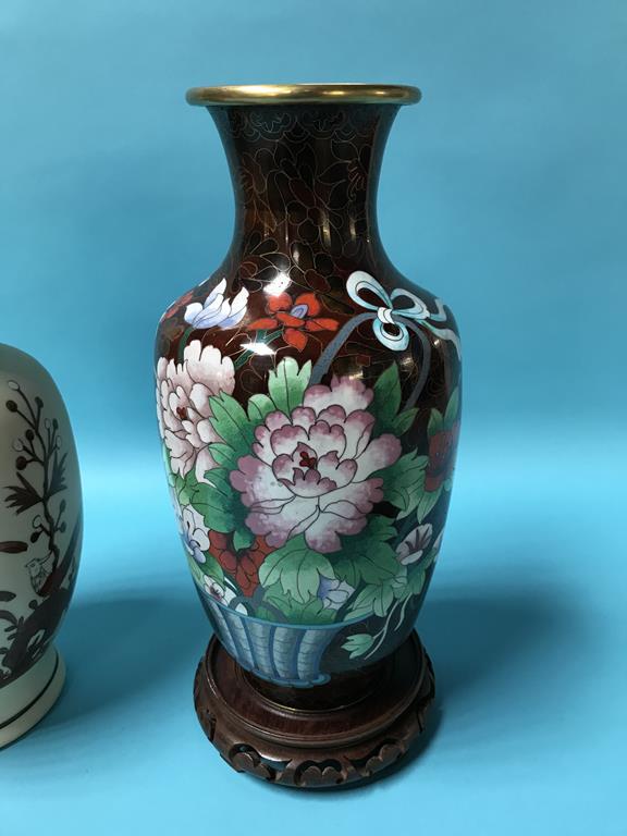 Modern cloisonne vase and bowl and an Oriental vase - Image 2 of 4