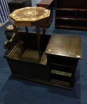 An oak telephone seat and an Italian table