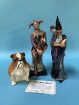 A Royal Doulton Bulldog, with certificate, Royal Doulton 'The Jester' and Royal Doulton 'The