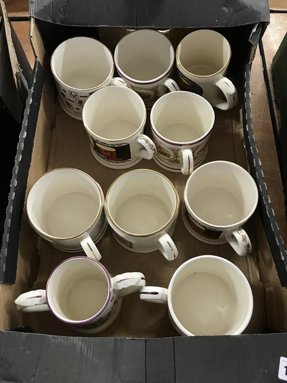 A box of ten Vaux tankards