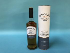 A bottle of Bowmore Islay single malt 'Legend' Scotch whisky