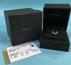 A Lorique 18ct gold tanzanite and diamond ring, tanzanite 7.55ct, with certificate