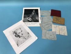 Collection of autographs to include: John Mills, Olivia De Havilland, Brenda Bruce, Diana