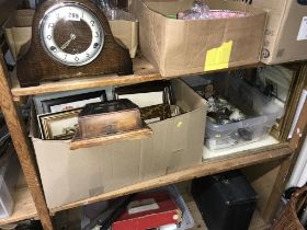 A box of china, pictures etc.