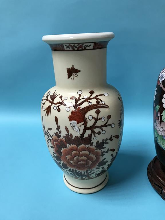 Modern cloisonne vase and bowl and an Oriental vase - Image 3 of 4