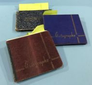 Three Autograph books to include: James Robertson Justice, Ella Fitzgerald, Donald Campbell,