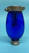 A blue glass Dr. Dettweilers pocket Blue Henry cobalt glass and metal sputum flask for the