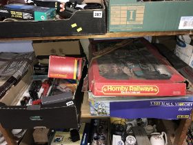 Shelf of Hornby, models etc.