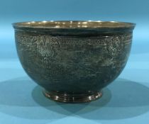 A small silver engraved bowl, London, weight 5.5oz