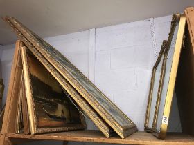 Pair of gilt mirrors and a quantity of paintings
