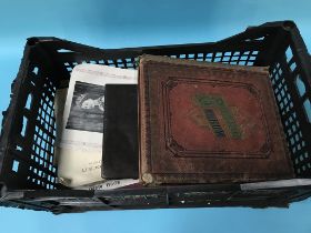 Box containing ephemera, scrap book etc.