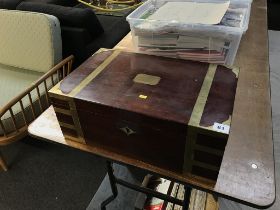 A 19th century brass bound writing slope, 47cm wide