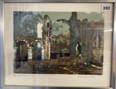 Print, Norman Wade, 'Lindisfarne Priory', limited edition, 35/100, signed in pencil, 28cm x 35cm