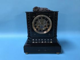 A Victorian slate mantel clock