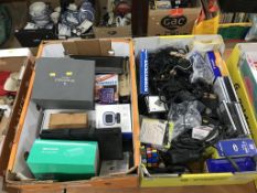 Two boxes of electrical and other sundry items