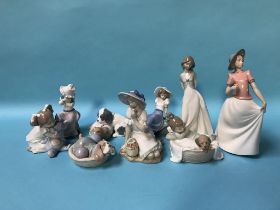Nine Nao figures, various subjects