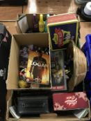 Box of video game collectables and memorabilia
