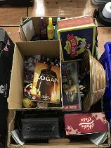 Box of video game collectables and memorabilia