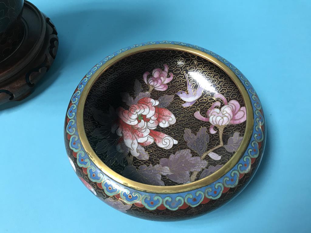 Modern cloisonne vase and bowl and an Oriental vase - Image 4 of 4