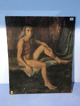 Oil on board, female nude, by Constance Nash, label verso