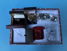 Collection of costume jewellery, silver cufflinks etc.