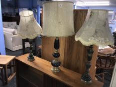 Three decorative table lamps