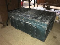 A large tin trunk