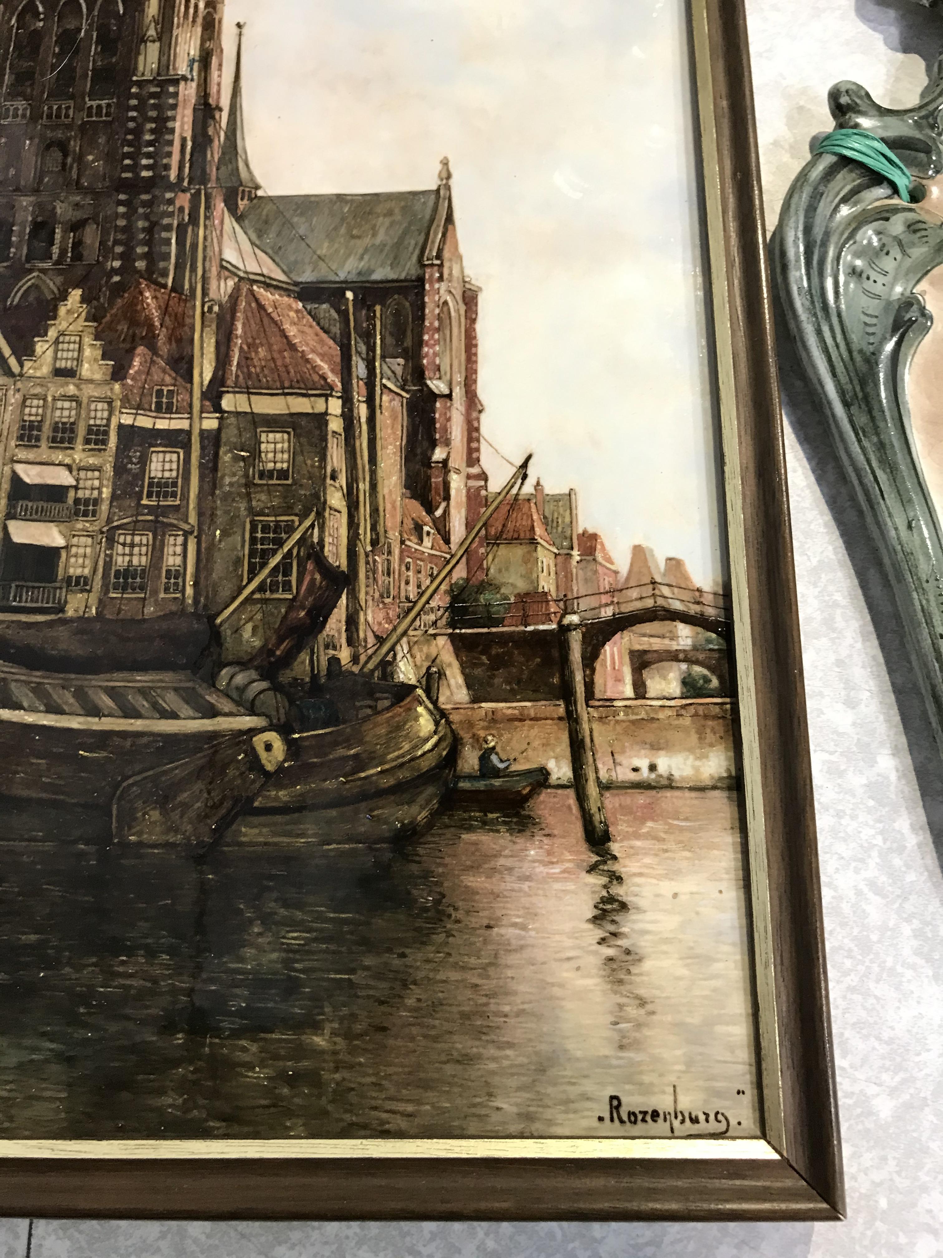 A Rozenburg porcelain plaque and a Delft plaque - Image 7 of 23