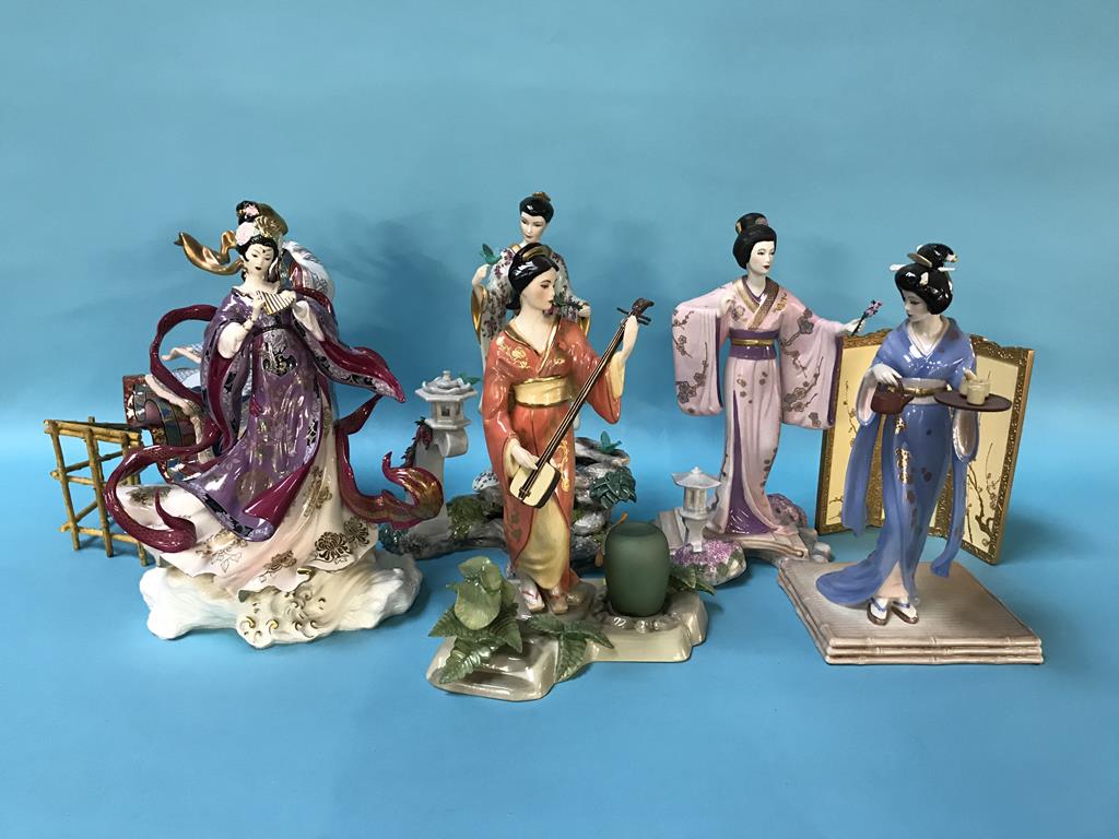 A set of six Franklin Mint Japanese figures