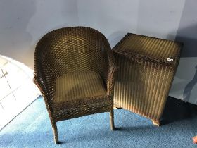 Gold Lloyd Loom linen box and chair