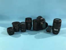 Canon edition IDIIN, Canon lenses 28 - 80mm, 50mm, 24 - 85mm, 75 - 300mm, 35 - 135mm and a Sigma