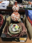 Japanese vase, Devon bowl etc