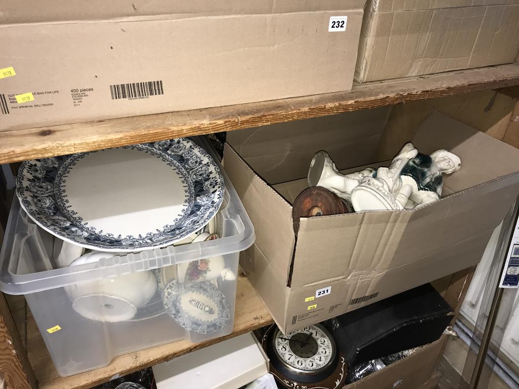 Three boxes of glass, china etc