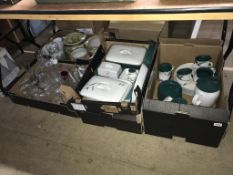 Quantity of glassware and three boxes of Denby Wheatsheaf pottery