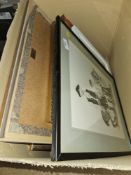 Box of pictures to include a Robert Olley signed print