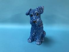 A blue Sylvac style dog, number 4, H 23cm