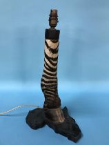 A Zebra's foot table lamp, H 36cm