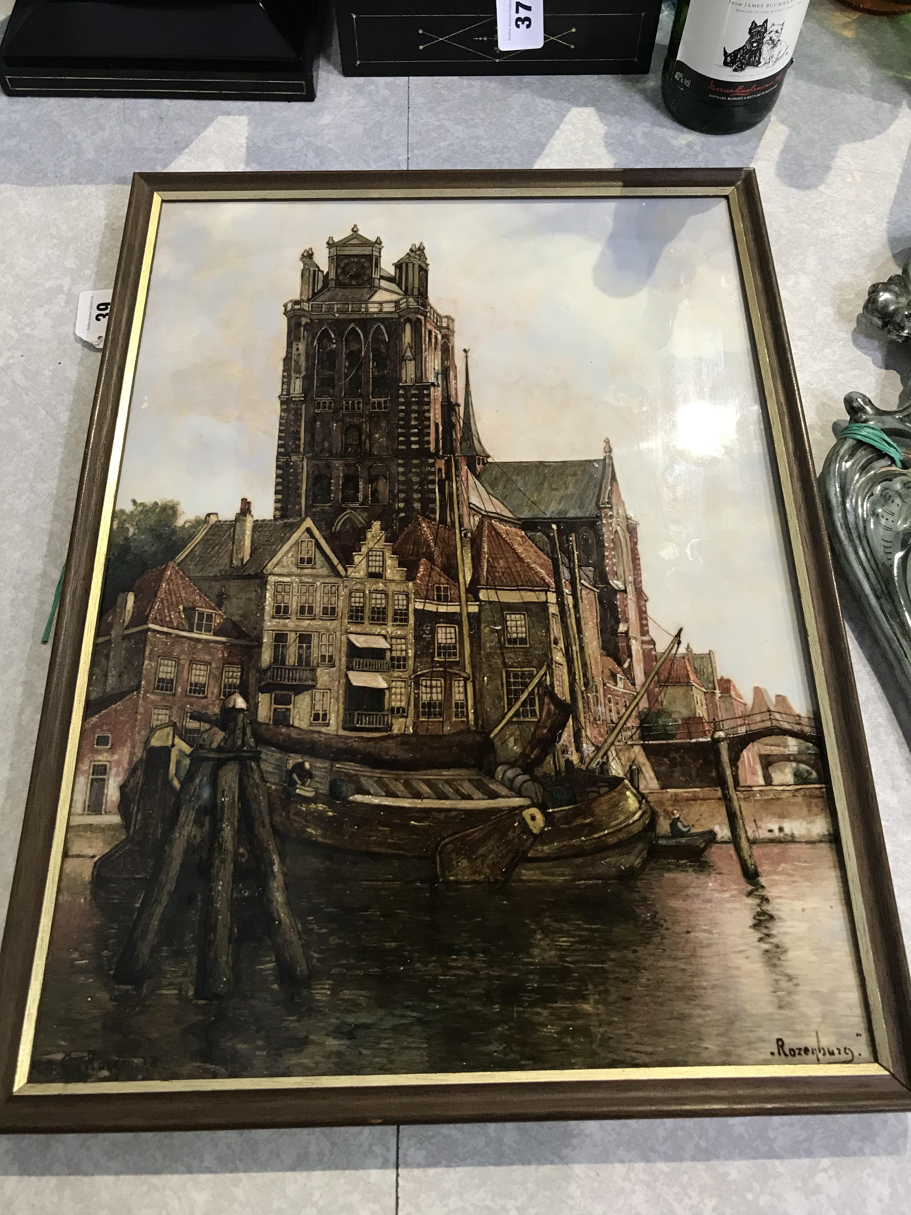 A Rozenburg porcelain plaque and a Delft plaque - Image 6 of 23