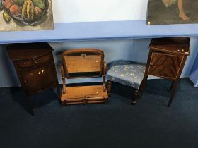 Dressing table mirror, stool and two bedside cabinets