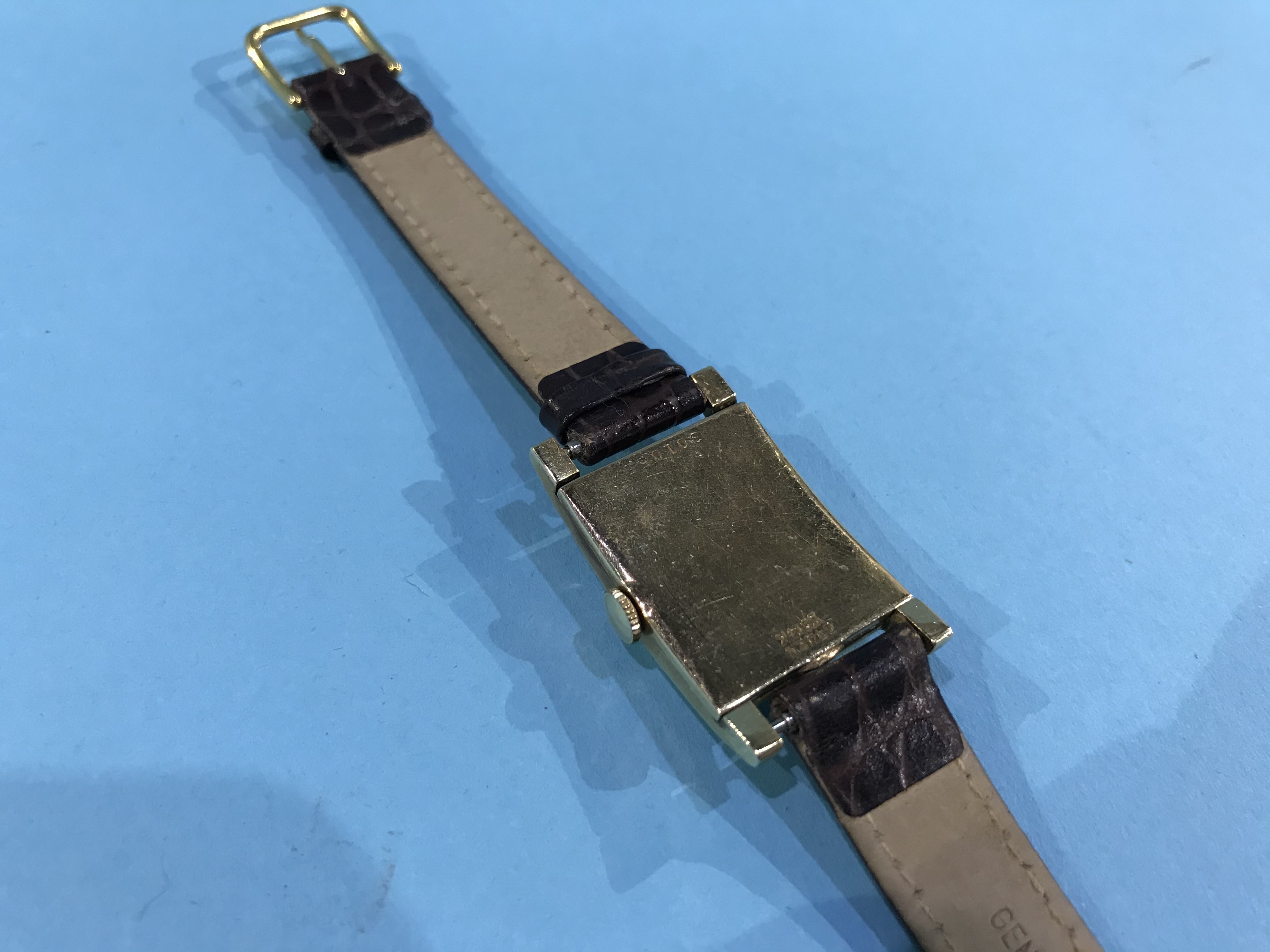 A Gents '14k' Gruen wristwatch, with mock crocodile strap - Image 2 of 2