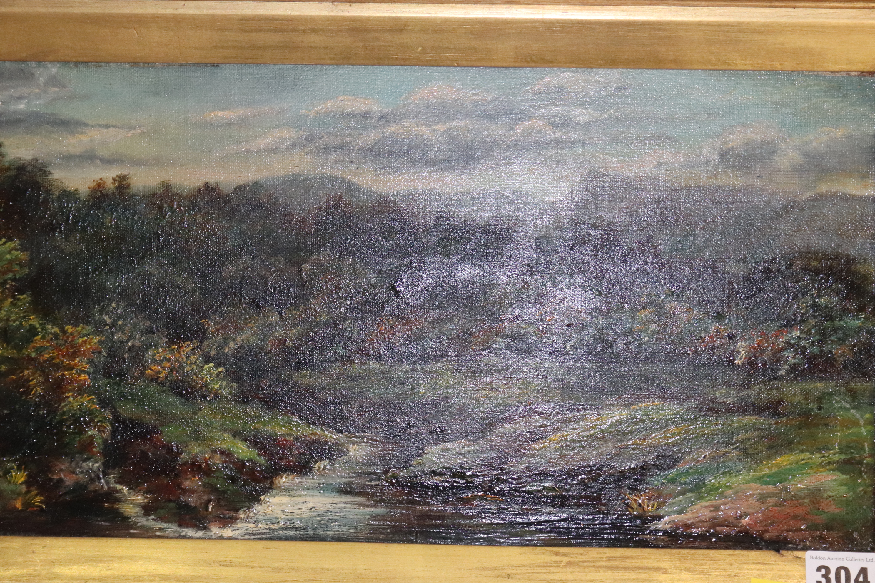 20th Century English School, unsigned, oil, 'Landscape', 21 x 39cm - Image 2 of 2