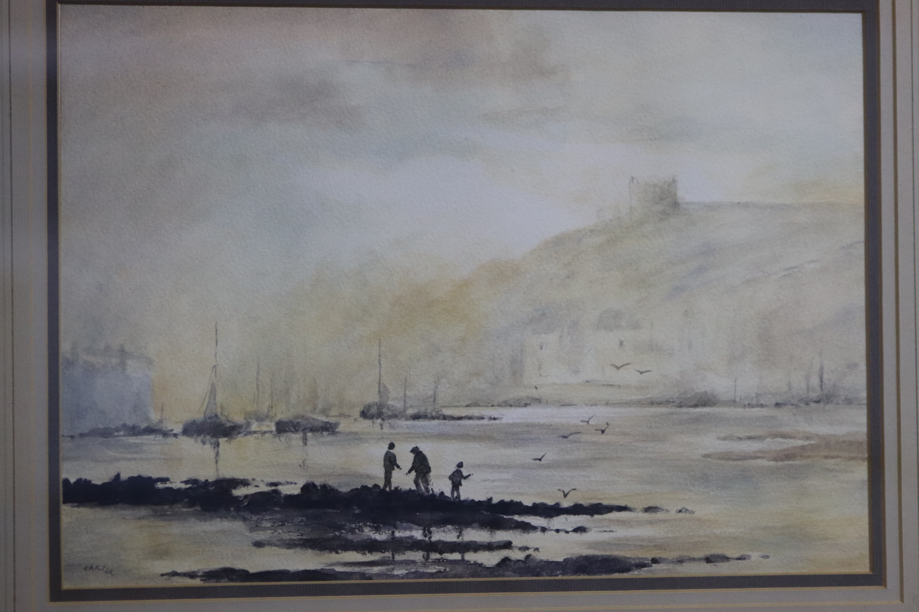 Carter, set of four watercolours, signed, 'Coastal Scenes', 24 x 35cm (1), 17 x 28cm (3)