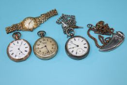 A silver pocket watch and two others, a Vesta etc