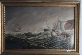 Marshall (R), oil on panel, signed, 'Wreck of 'The Stanley' being rescued off the mouth of the