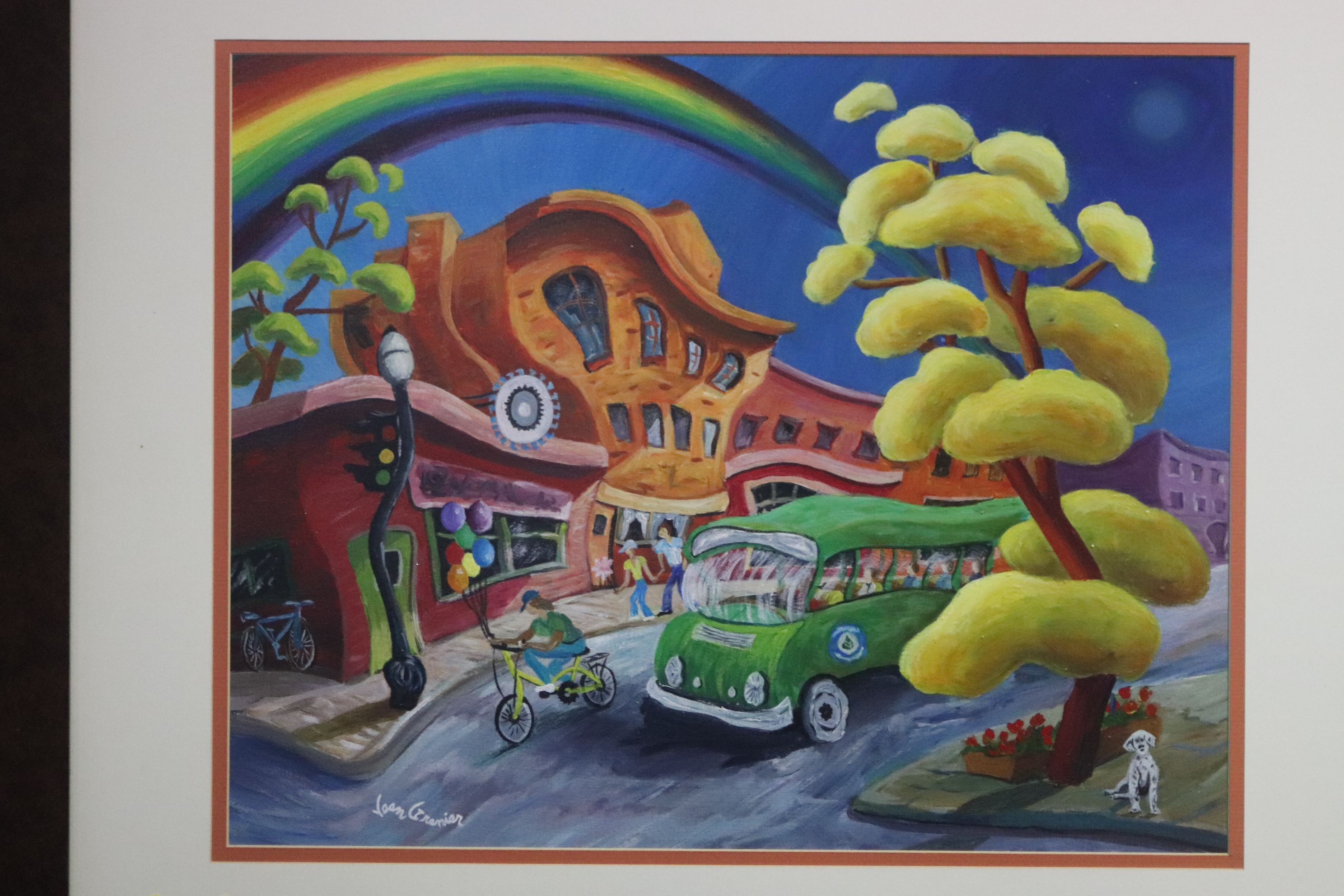 Jean Grenier, two oils, signed, 'Plymouth Sedan' and 'Green Bus', 50 x 60cm and 39 x 48cm