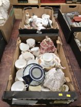 Two boxes of assorted figures, Wedgwood etc