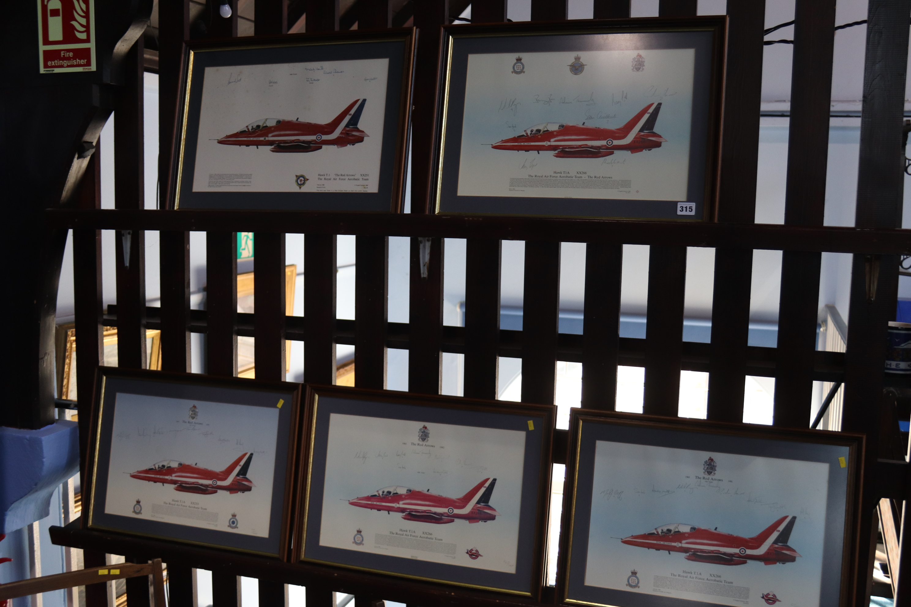 A set of five signed 'Red Arrows' prints, 28 x 43cm